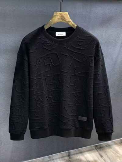 Men's Plus Size Textured Round Neck Long Sleeve Sweatshirt - Damned Threads